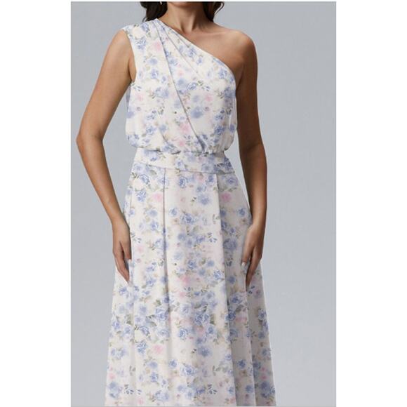 AW BRIDAL SZ 10 L azure purple print floral Cassidy formal party maxi dress B60 - Picture 1 of 9